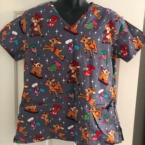 Rudolph the Red-Nosed Reindeer Scrub Top Size M